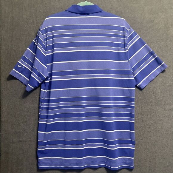 TPC Sawgrass Nike Golf Tour Performance Polo Shirt Mens L Blue Striped Dri-Fit - Picture 3 of 7